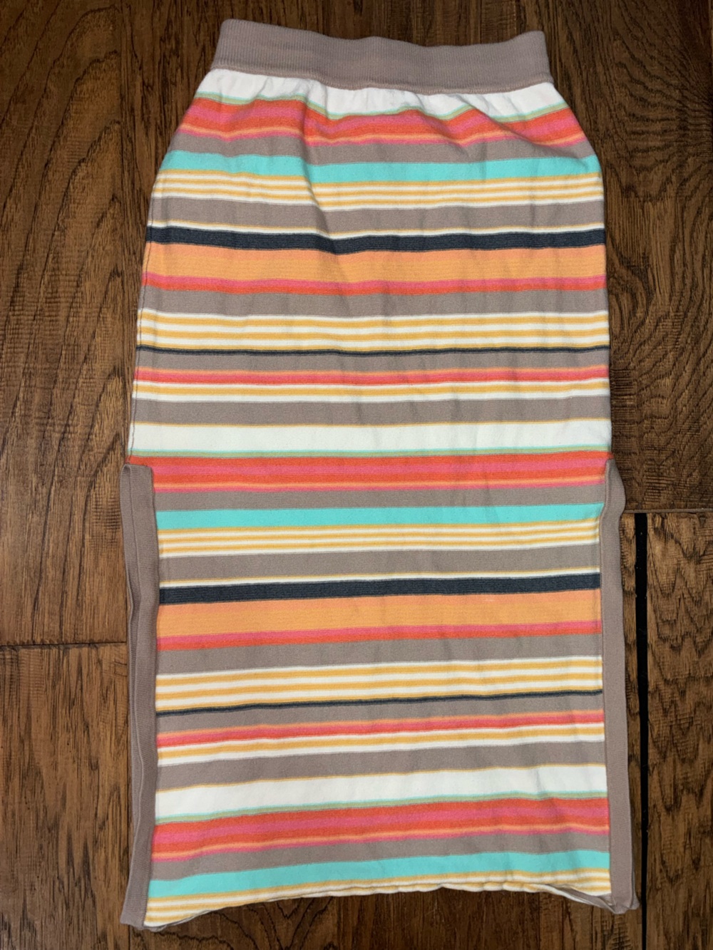 O'Neill Multicolor Striped Pencil Skirt - Coral, Aqua, Tan, Navy, White
